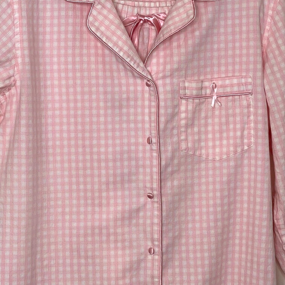 NAUTICA Sleepwear women's Medium pajama set pink gingham breast cancer awareness - Picture 5 of 10